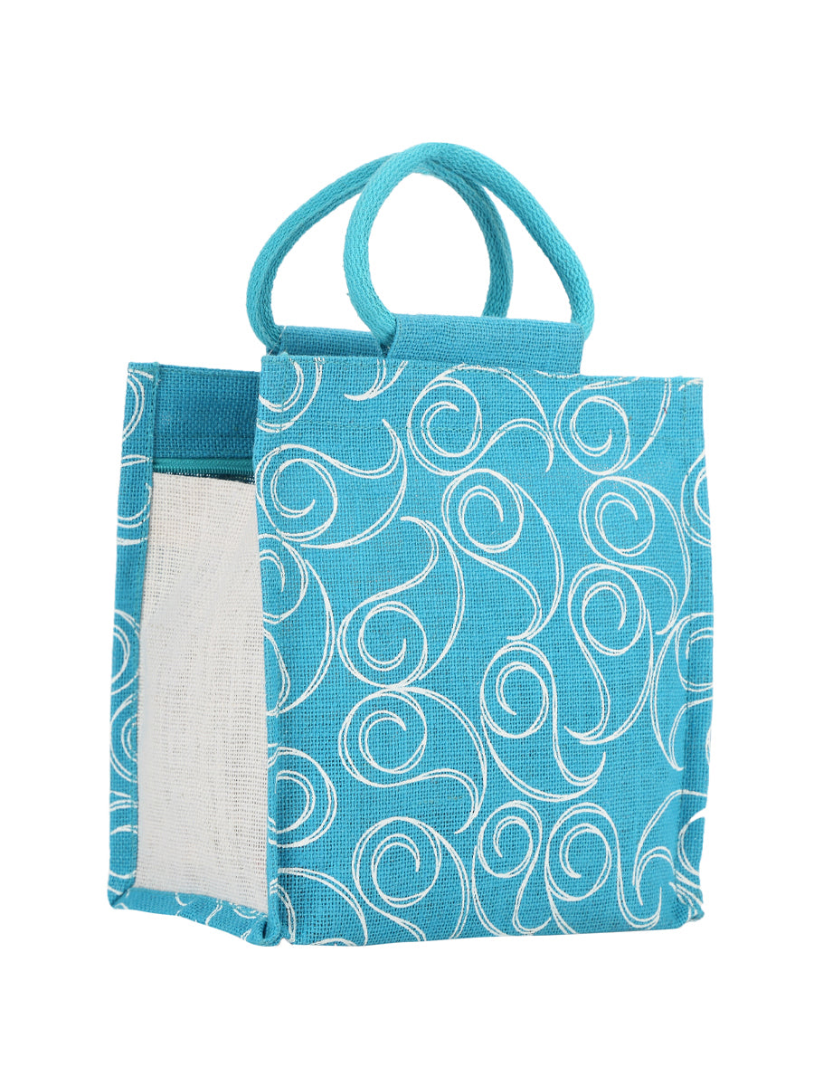 10 X 10 X 6 - ALL OVER ZIPPER LUNCH  (B-022-TURQUOISE BLUE)