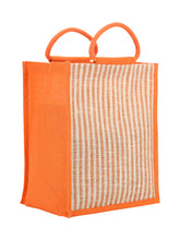 Load image into Gallery viewer, 13 X 11 X 7 - JUTE STRIPE LUNCH BAG (B-078-NATURAL)
