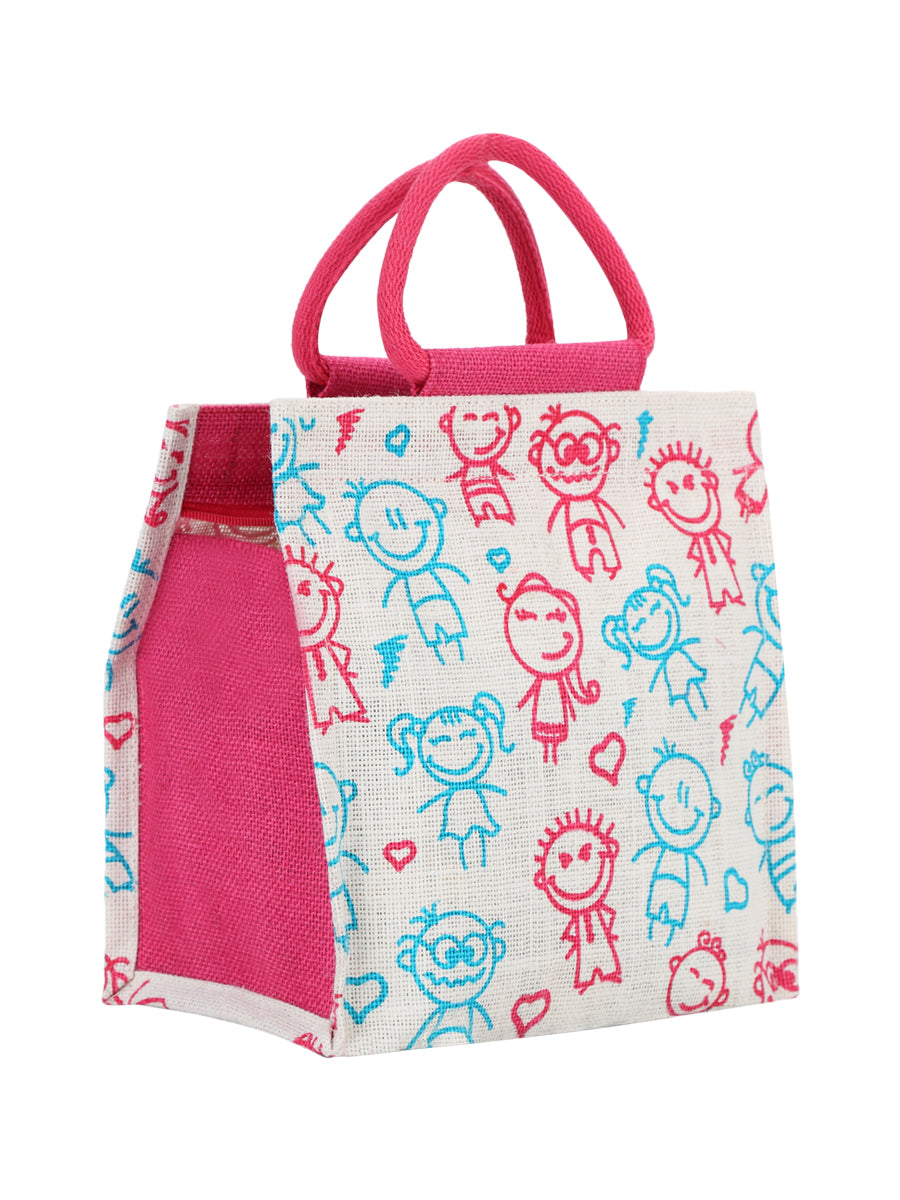 10 X 10 X 6 - CHILDREN PRINT ZIPPER LUNCH (B-045-PINK)