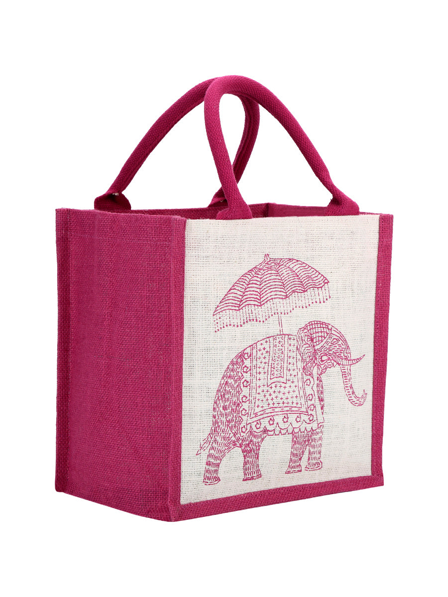 10 X 10 X 7 - ELEPHANT PRINT ZIPPER (B-074-MAGENTA)