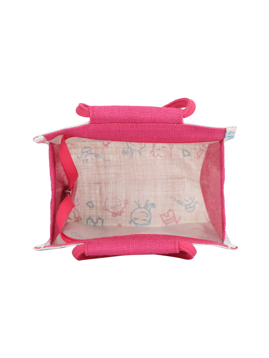 10 X 10 X 6 - CHILDREN PRINT ZIPPER LUNCH (B-045-PINK)