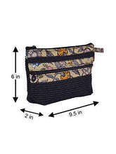 Load image into Gallery viewer, DOBBY KALAMKARI POUCH 2 ZIP (A-115-BLACK)
