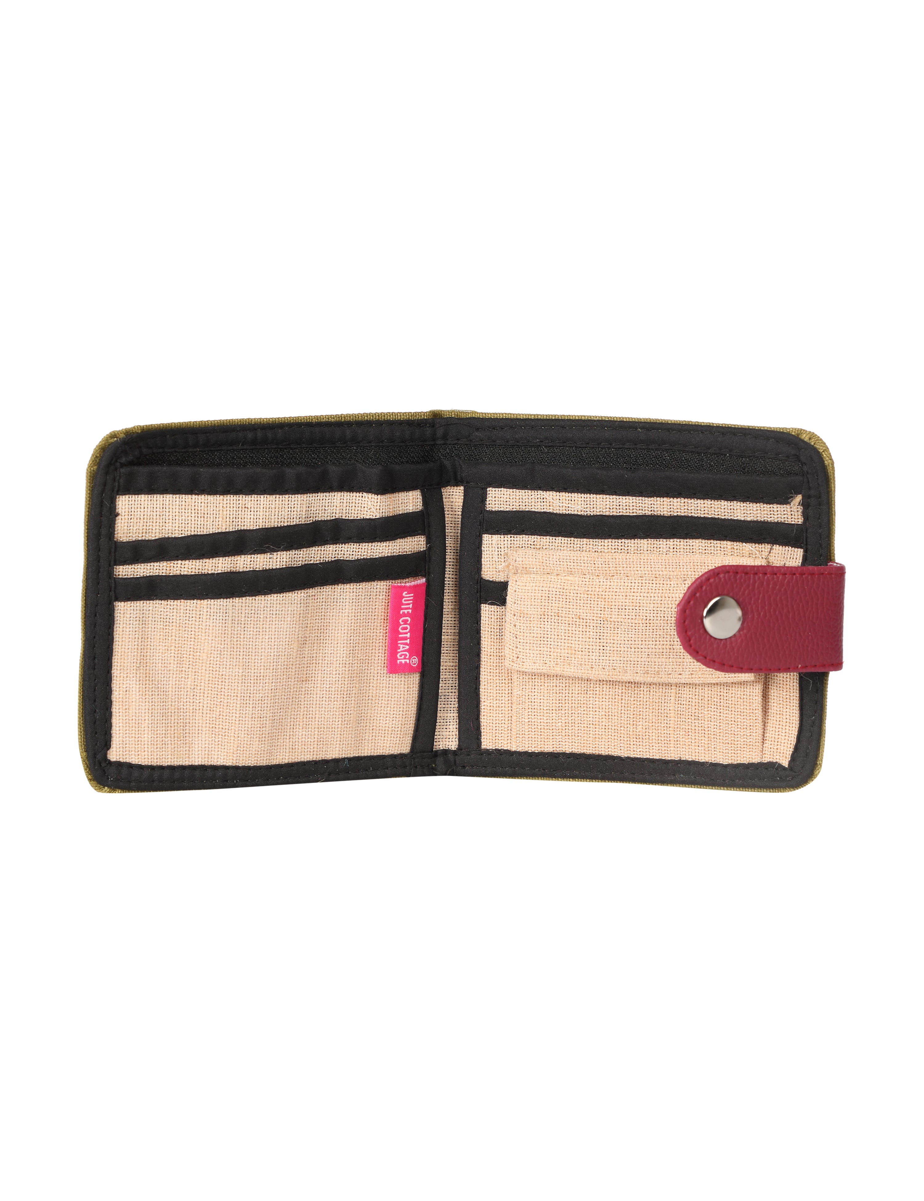 JUTE COTTAGE WALLET 2 FOLD FLAP, SUSTAINABLE, ECO-FRIENDLY, 100% GENUINE, STYLISH JUTE WALLET (OLIVE GREEN 4X4.5)