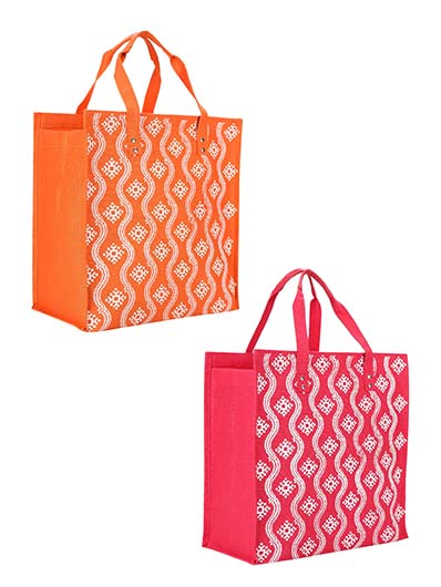 Combo of 16X16 PRINTED ZIPPER JUCO (B-031-ORANGE) and 16X16 PRINTED ZIPPER JUCO (B-031-HOT PINK)