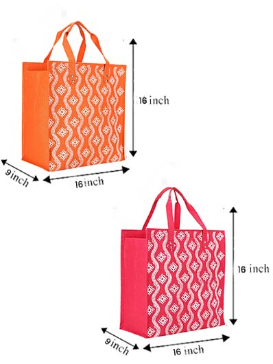Combo of 16X16 PRINTED ZIPPER JUCO (B-031-ORANGE) and 16X16 PRINTED ZIPPER JUCO (B-031-HOT PINK)