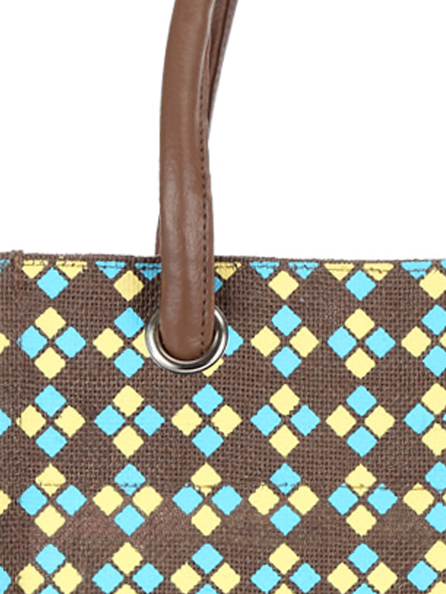 13 X 10 X 8 - DIAMOND PRINT BIG EYELET LUNCH WITH BOTTOM BOARD (B-043-BROWN)
