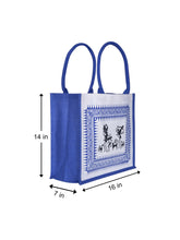 Load image into Gallery viewer, 14 X 16 X 7 - WARLI PRINT BAG (B-059-BLUE)
