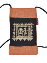 Load image into Gallery viewer, MOBILE JUTE WARLI PRINT (A-088-NAVY BLUE)
