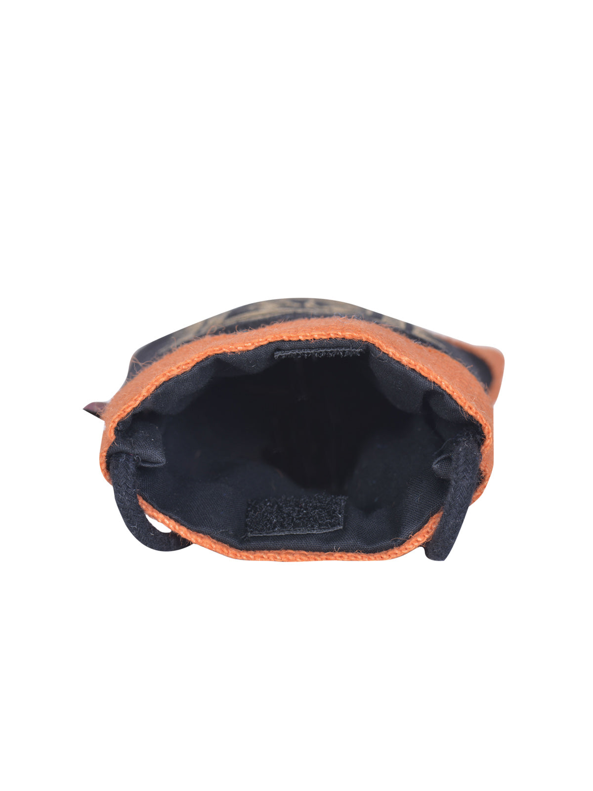 JUTE COTTAGE MOBILE SLING BAG WARLI PRINT, SUSTAINABLE, ECO-FRIENDLY, STYLISH, 100% GENUINE JUTE (ORANGE 7.5X4.5)