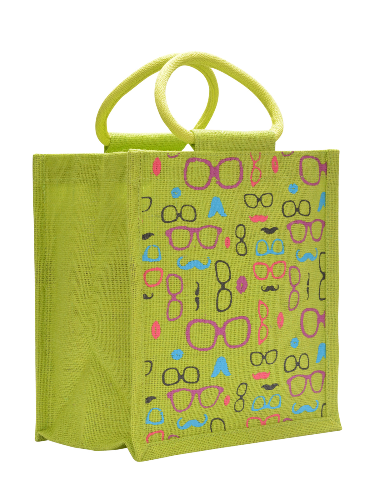 11 X 10 X 7 - SPEC MOUSTACHE PRINT ZIPPER LUNCH (B-201-GREEN)