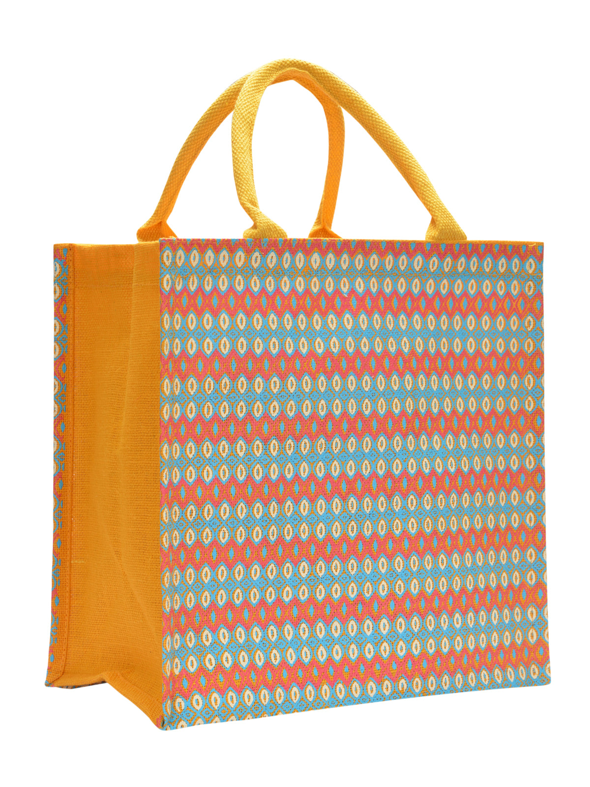 14 X 14 X 8 - RIBBON MOTIF ZIPPER BAG (B-219-YELLOW)