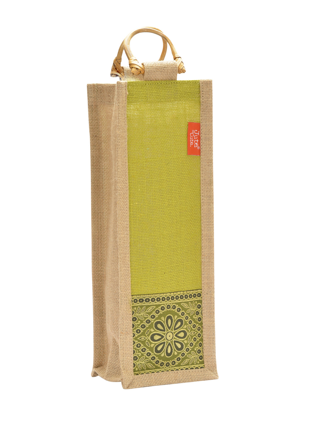 BOTTLE BAG WITH LACE / PRINT (B-010-OLIVE GREEN)
