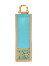 Load image into Gallery viewer, BOTTLE BAG WITH LACE / PRINT (B-010-TURQUOISE BLUE)
