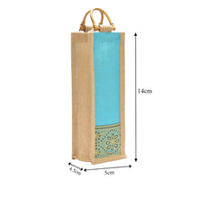 Load image into Gallery viewer, BOTTLE BAG WITH LACE / PRINT (B-010-TURQUOISE BLUE)
