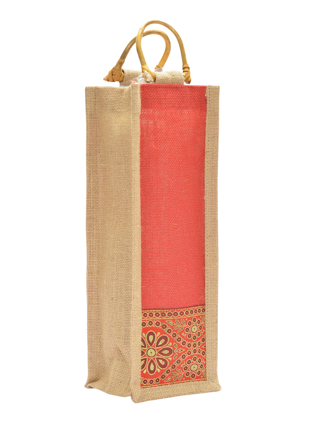 BOTTLE BAG WITH LACE / PRINT (B-010-RED)