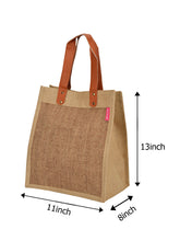 Load image into Gallery viewer, 13 X 11 X 8 - HERRINGBONE PU HANDLE LUNCH BAG (B-228-BROWN)
