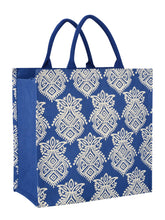 Load image into Gallery viewer, 16 X 16 X 9 - PRINTED ZIPPER JUTE WITH BASE (B-102-BRIGHT BLUE)

