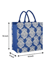 Load image into Gallery viewer, 16 X 16 X 9 - PRINTED ZIPPER JUTE WITH BOTTOM BOARD (B-102-BRIGHT BLUE)
