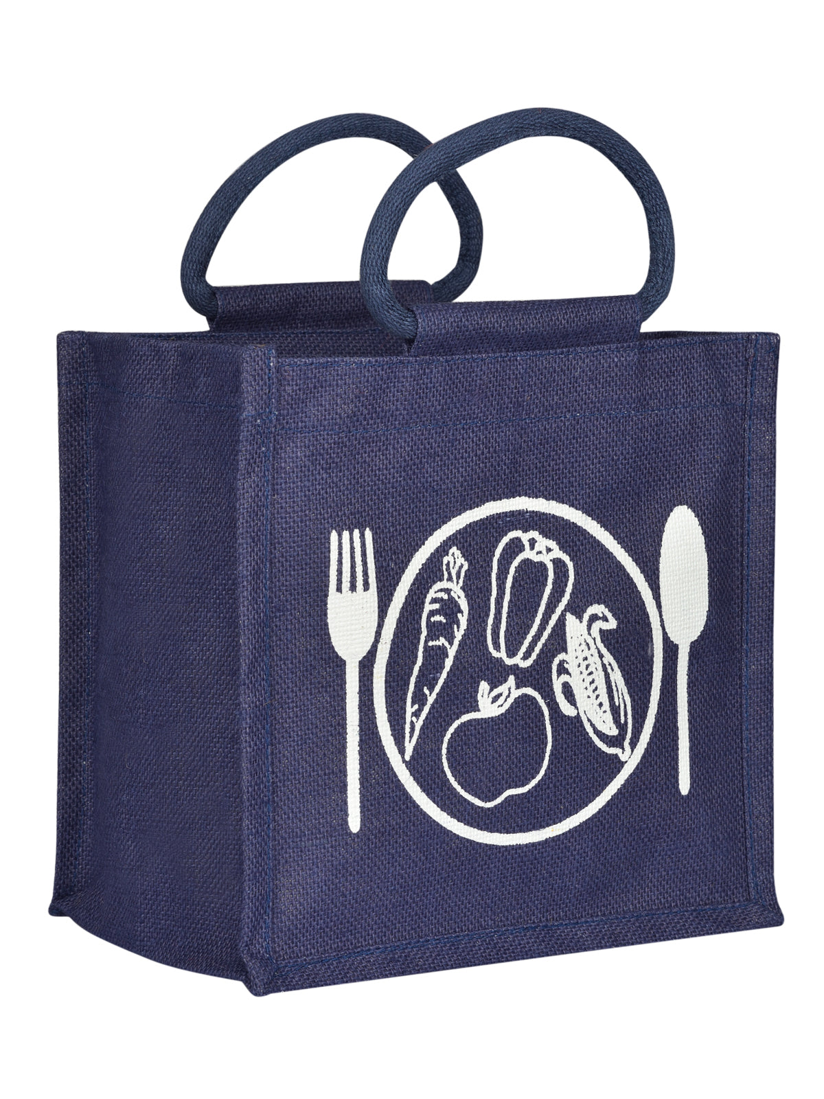 10 X 10 X 7 - SPOON & FORK PRINT LUNCH BAG ZIPPER (B-184-NATURAL)