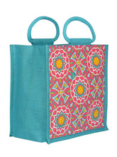 Load image into Gallery viewer, 12 X 12 X 7 - MUGHAL PRINT ZIPPER LUNCH BAG (B-188-YELLOW)
