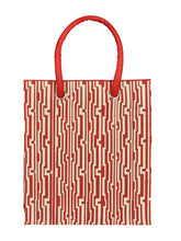 Load image into Gallery viewer, 14 X 12 X 8 - BIG EYELET GEOMETRIC PRINT LUNCH WITH BASE (B-134-RED/WHITE)
