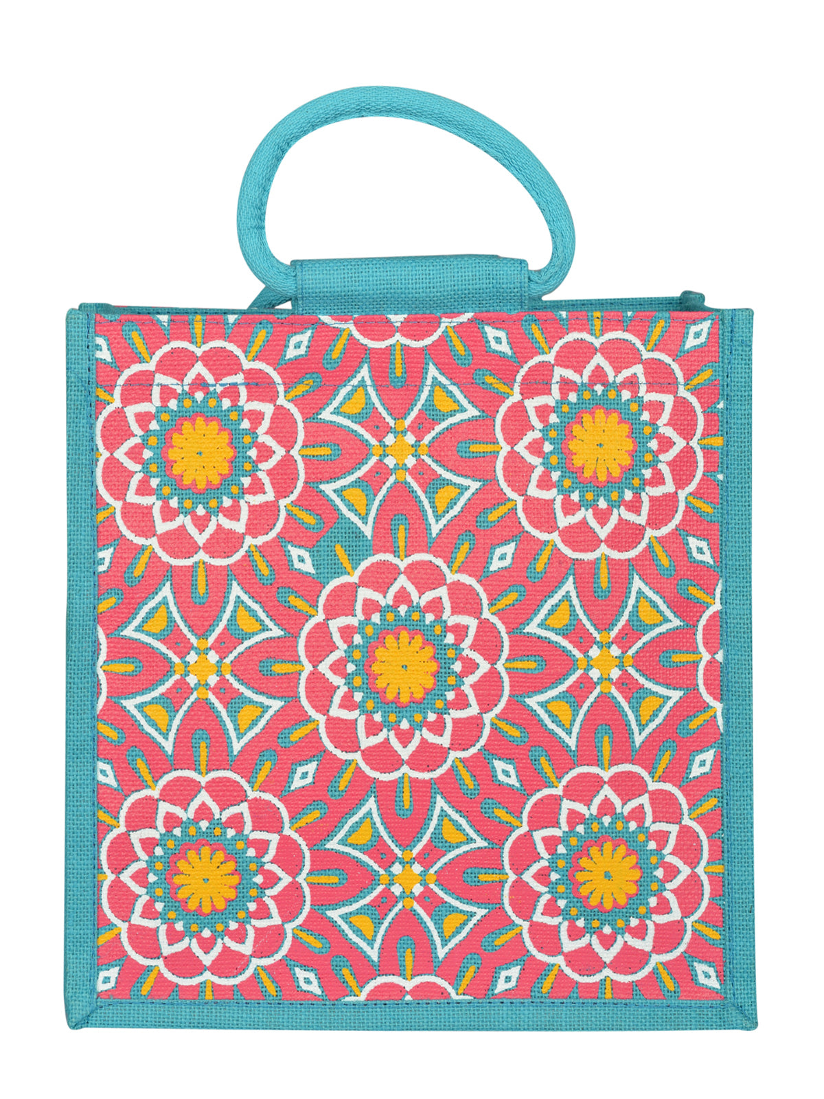 14 X 14 X 7 - MUGHAL PRINT ZIPPER (B-189-TURQUOISE BLUE)