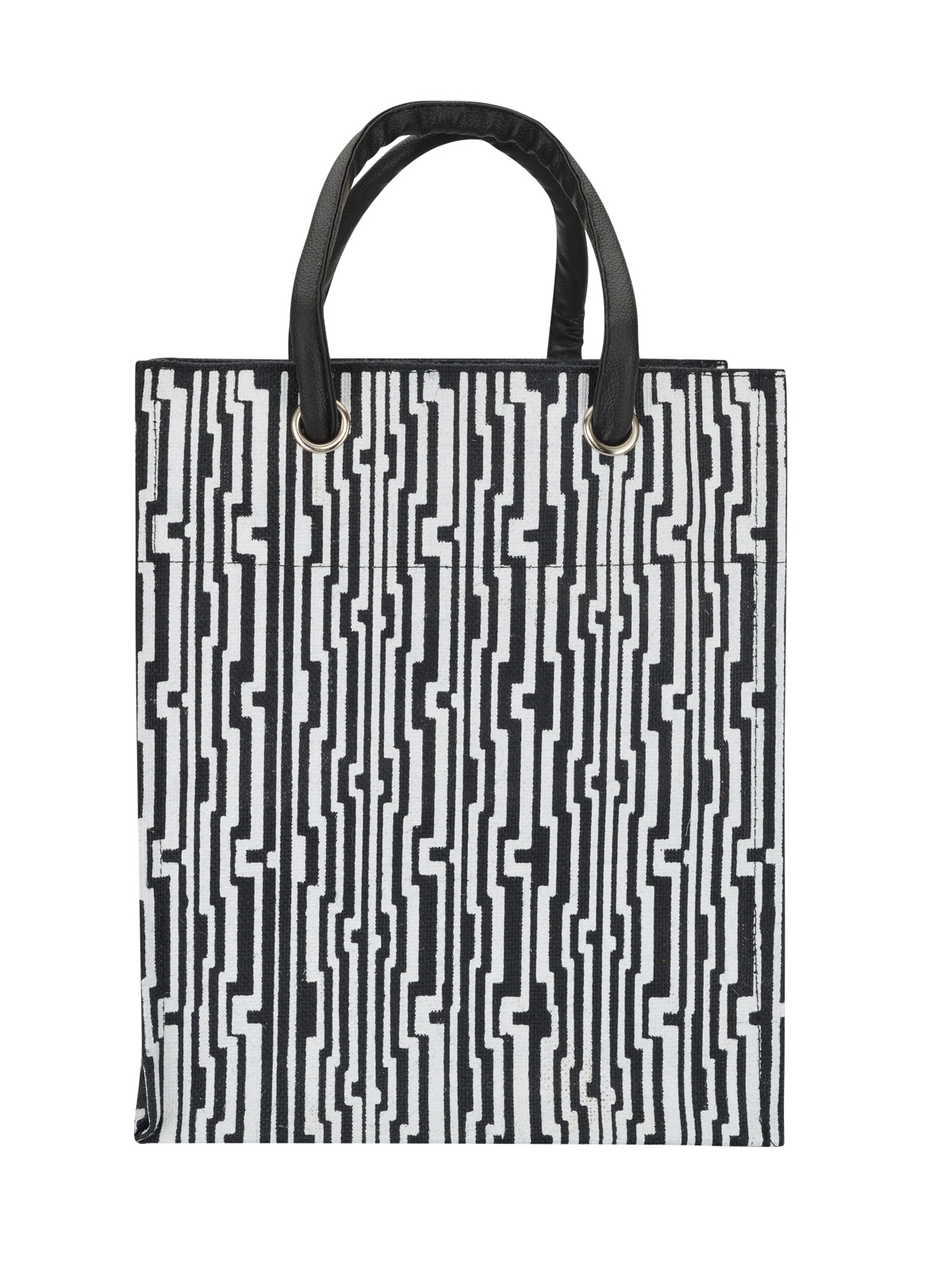 14 X 12 X 8 - BIG EYELET GEOMETRIC PRINT LUNCH WITH BOTTOM BOARD (B-134-BLACK/WHITE)