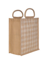 Load image into Gallery viewer, 13 X 11 X 7 - JUTE STRIPE LUNCH BAG (B-078-PINK)
