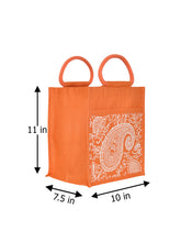 Load image into Gallery viewer, 11 X 10 X 7 - PAISLEY PRINT ZIPPER LUNCH (B-169-ORANGE)
