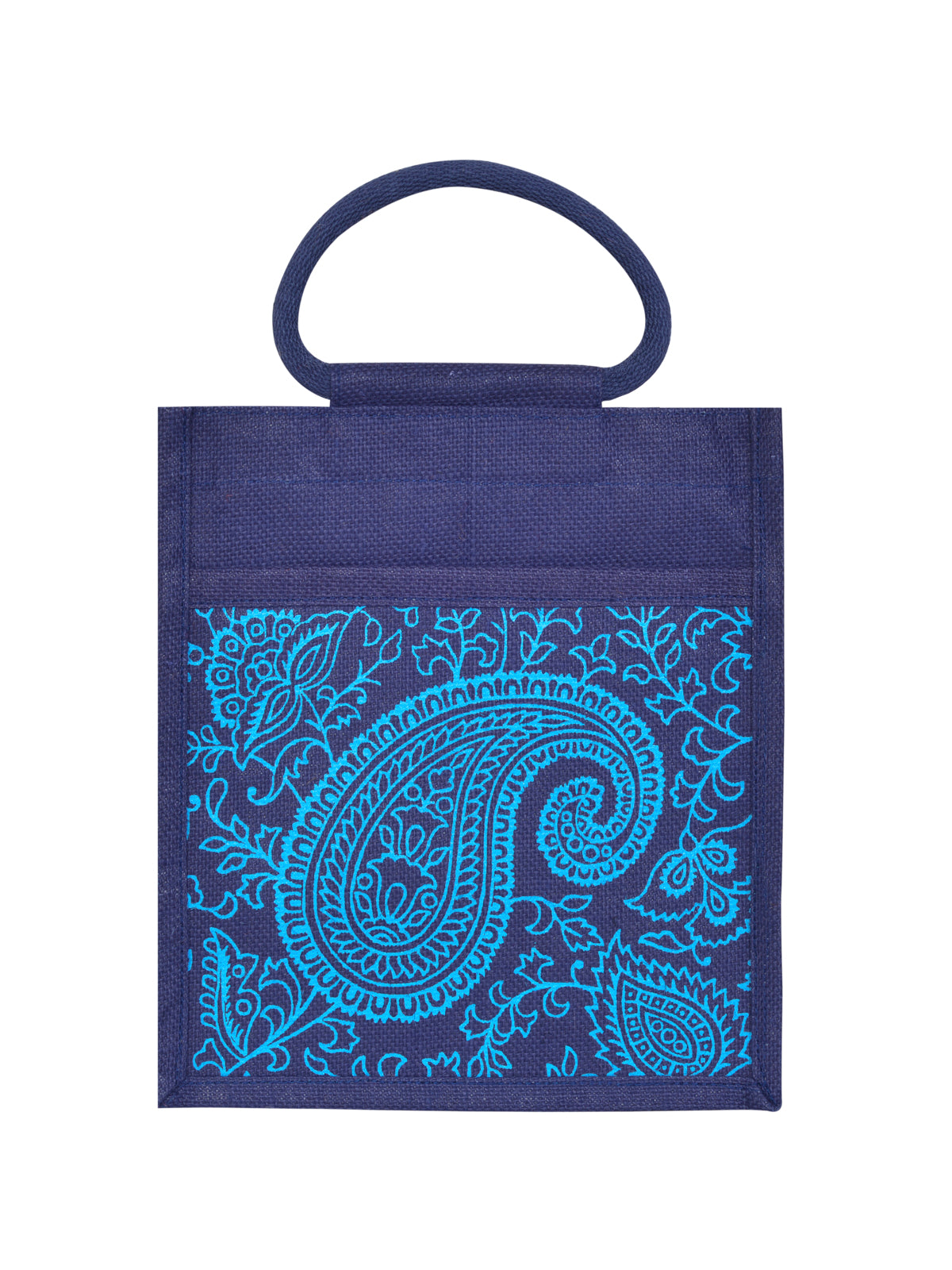 11 X 10 X 7 - PAISLEY PRINT ZIPPER LUNCH (B-169-NAVY BLUE)