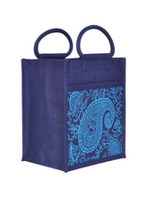 Load image into Gallery viewer, 11 X 10 X 7 - PAISLEY PRINT ZIPPER LUNCH (B-169-NAVY BLUE)
