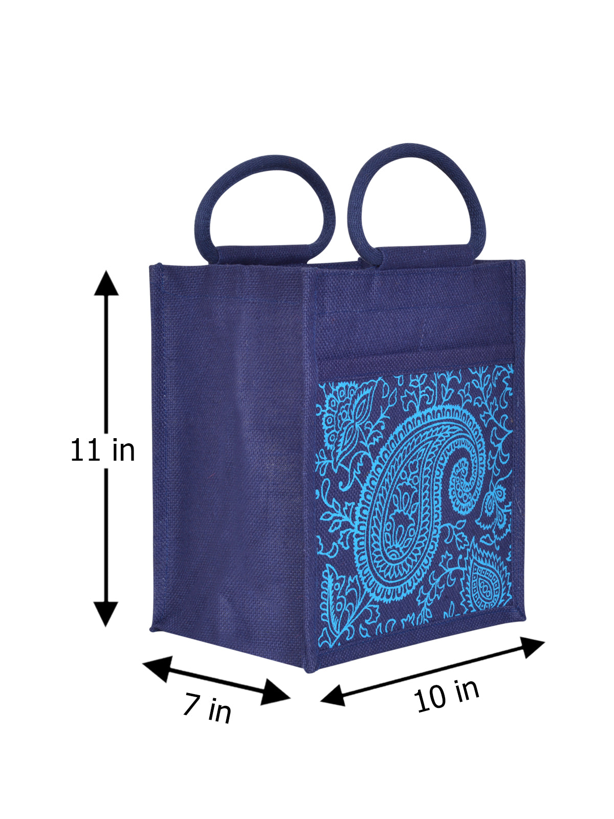 11 X 10 X 7 - PAISLEY PRINT ZIPPER LUNCH (B-169-NAVY BLUE)