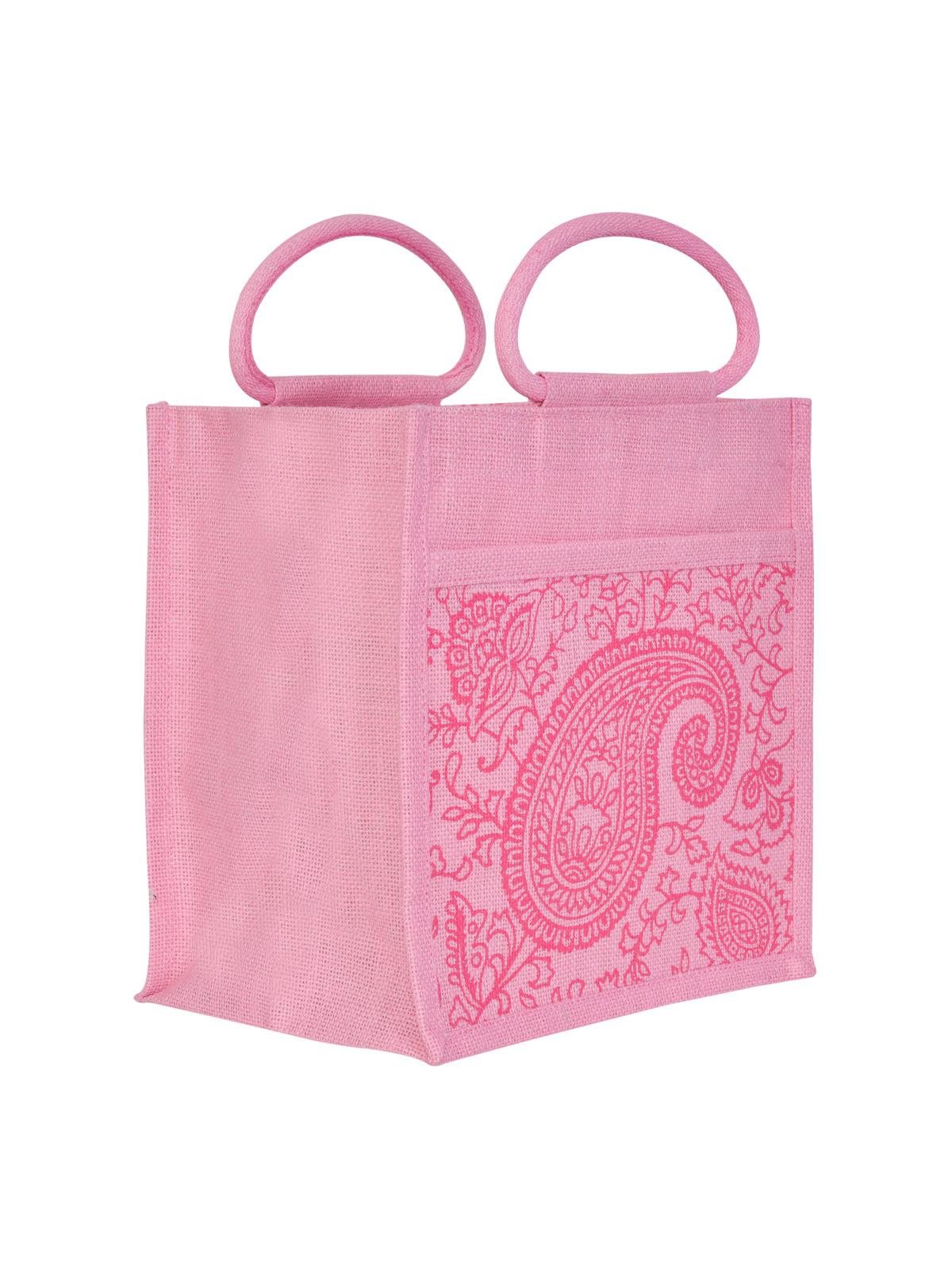 11 X 10 X 7 - PAISLEY PRINT ZIPPER LUNCH (B-169-BABY PINK)