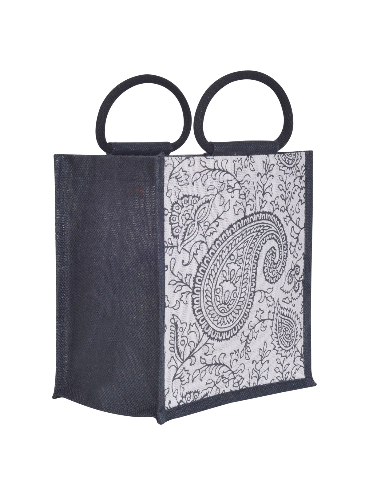 11 X 10 X 7 - PAISLEY PRINT ZIPPER LUNCH (B-169-NAVY BLUE)