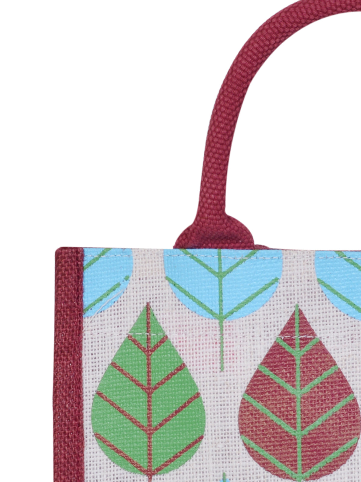 13 X 11 X 7 - FRONT POCKET LEAF PRINT LUNCH BAG (B-166-MAROON/WHITE)