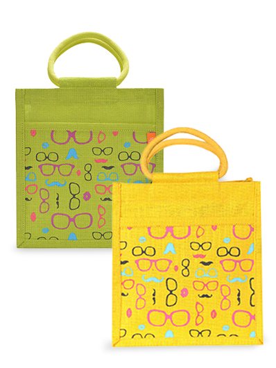Combo of 11X10 SPEC MOUSTACHE PRINT ZIPPER (B-201-YELLOW) and 11X10 SPEC MOUSTACHE PRINT ZIPPER (B-201-GREEN)