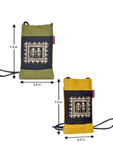 Load image into Gallery viewer, Combo of MOBILE JUTE WARLI PRINT (A-088-YELLOW) and MOBILE JUTE WARLI PRINT (A-088-OLIVE GREEN)

