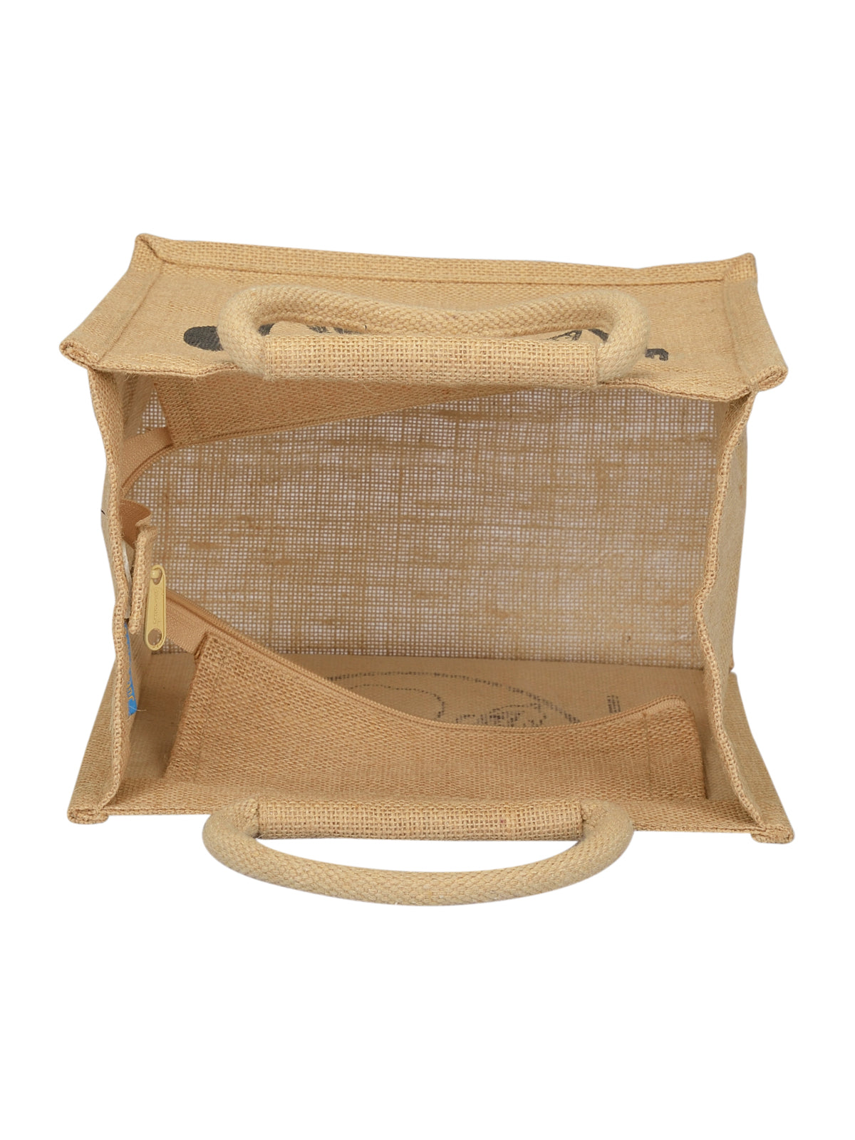 10 X 10 X 7 - SPOON & FORK PRINT LUNCH BAG ZIPPER (B-184-NATURAL)