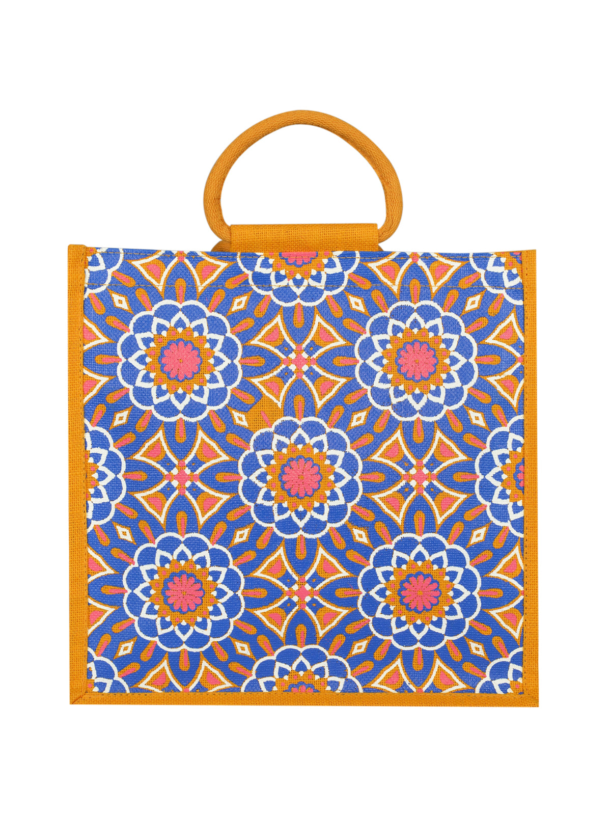 14 X 14 X 7 - MUGHAL PRINT ZIPPER (B-189-YELLOW)