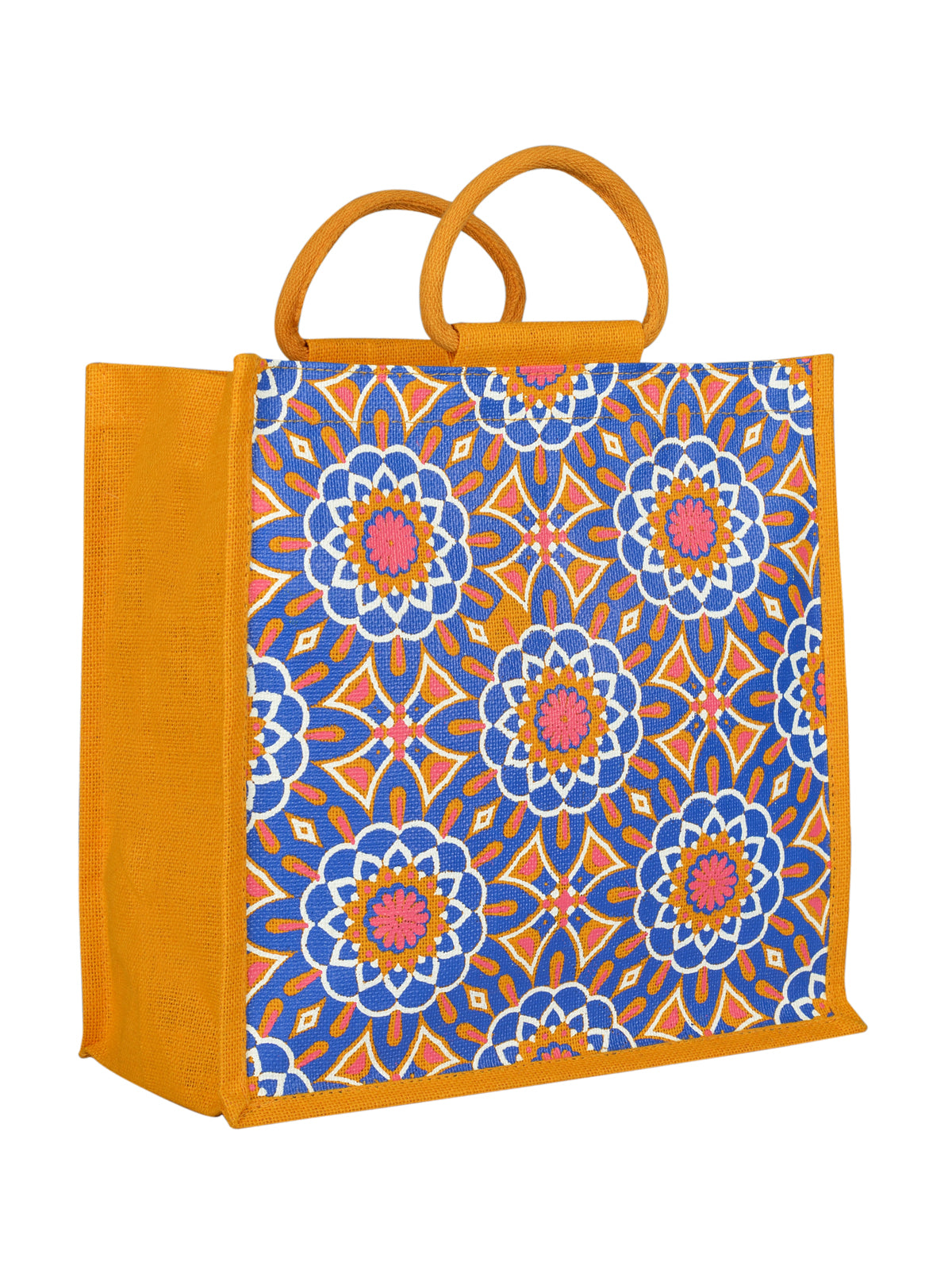 14 X 14 X 7 - MUGHAL PRINT ZIPPER (B-189-YELLOW)