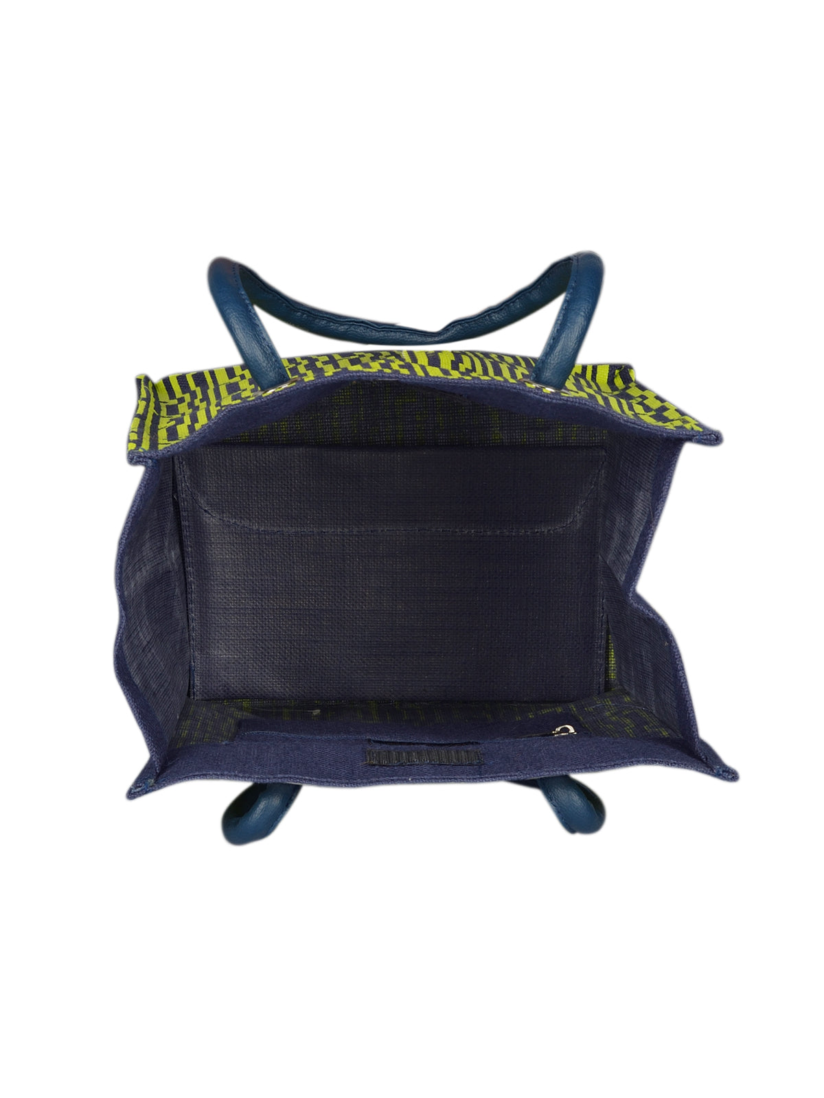 14 X 12 X 8 - BIG EYELET GEOMETRIC PRINT LUNCH WITH BOTTOM BOARD (B-134-BLUE/GREEN)