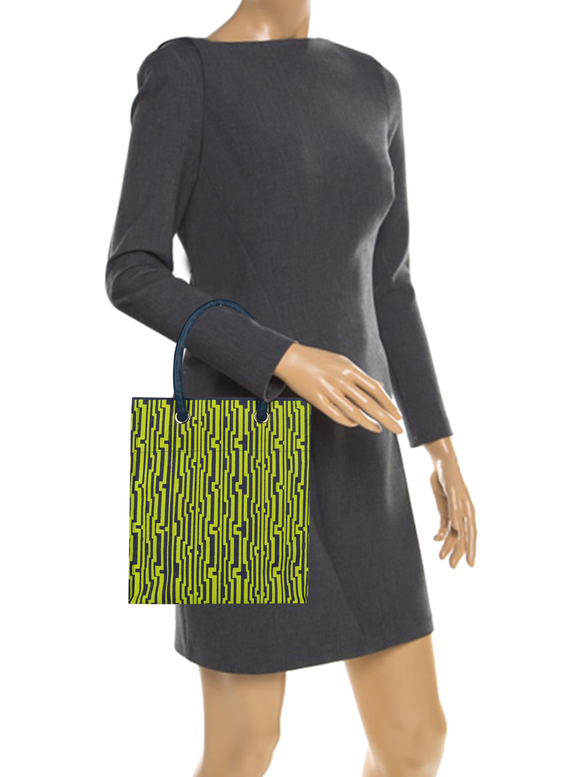 14 X 12 X 8 - BIG EYELET GEOMETRIC PRINT LUNCH WITH BOTTOM BOARD (B-134-BLUE/GREEN)