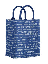 Load image into Gallery viewer, 13 X 11 X 7 - JUTE COTTAGE PRINTED ZIPPER LUNCH BAG (B-038-BRIGHT BLUE)
