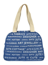 Load image into Gallery viewer, TAPE HANDLE LUNCH ZIPPER (JUTE COTTAGE PRINTED) - (B-035-BLUE)
