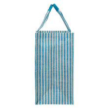 Load image into Gallery viewer, 14X18X9 STRIPE FABRIC JUTE ZIPPER WITH BASE (B-255-BLUE)
