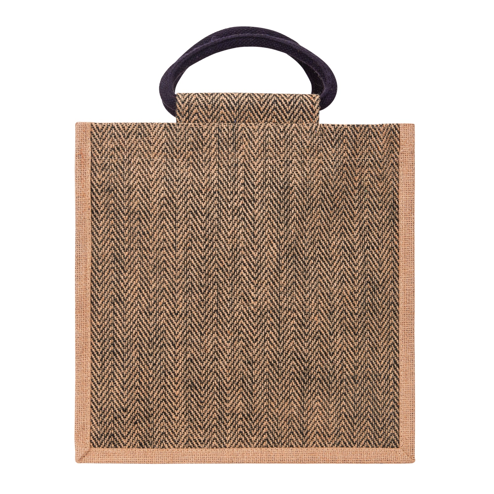 JUTE COTTAGE HERRINGBONE JUTE LUNCH ZIPPER, SUSTAINABLE, ECO-FRIENDLY, 100% GENUINE JUTE, STYLISH (BLACK 12X12X7)