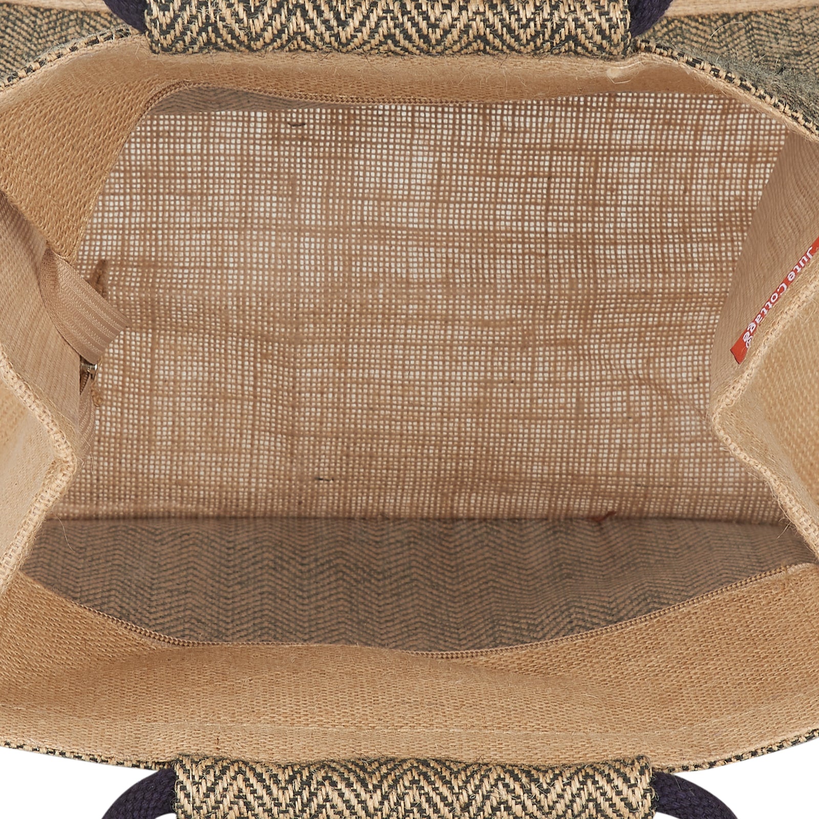 JUTE COTTAGE HERRINGBONE JUTE LUNCH ZIPPER, SUSTAINABLE, ECO-FRIENDLY, 100% GENUINE JUTE, STYLISH (BLACK 12X12X7)