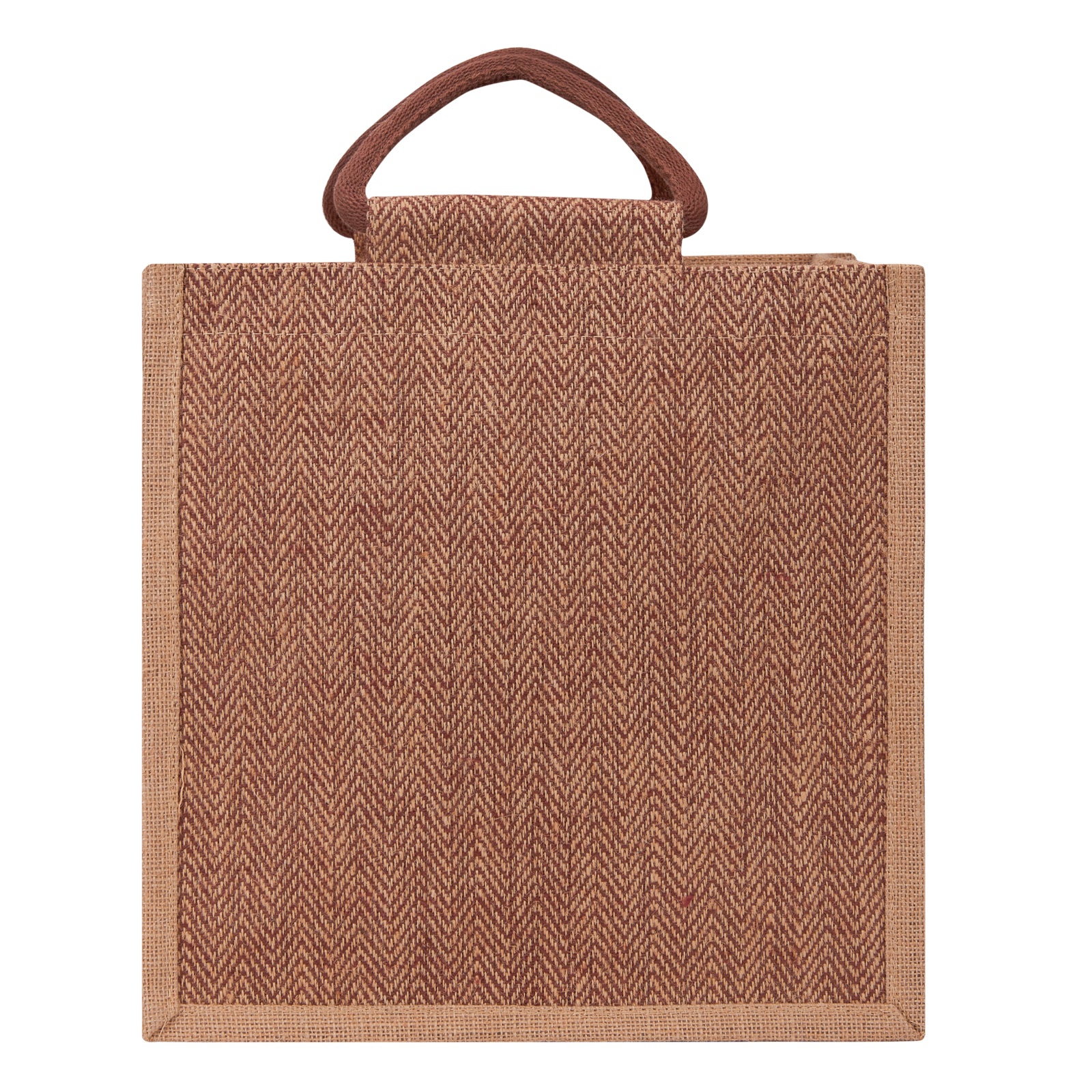 JUTE COTTAGE HERRINGBONE JUTE LUNCH ZIPPER, SUSTAINABLE, ECO-FRIENDLY, 100% GENUINE JUTE, STYLISH (BROWN 12X12X7)