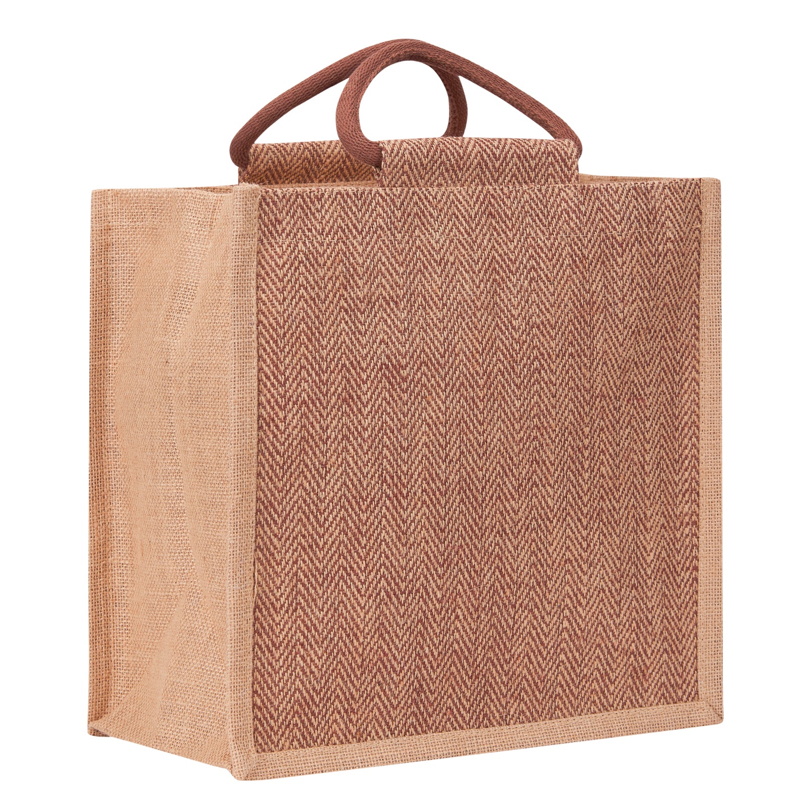 JUTE COTTAGE HERRINGBONE JUTE LUNCH ZIPPER, SUSTAINABLE, ECO-FRIENDLY, 100% GENUINE JUTE, STYLISH (BLACK 12X12X7)