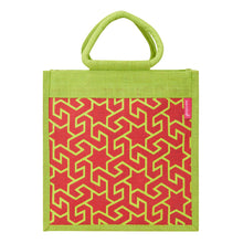 Load image into Gallery viewer, 12 X 12 X 7 - GEOMETRIC MOTIF LUNCH ZIPPER (B-240-GREEN/RED)
